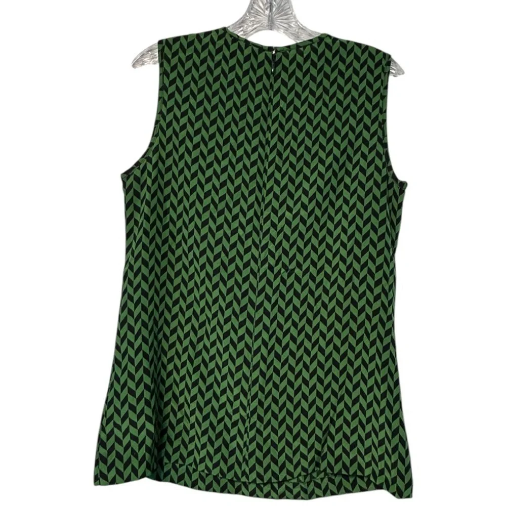 Tory Burch 100% silk Green and Black Sleeveless Top